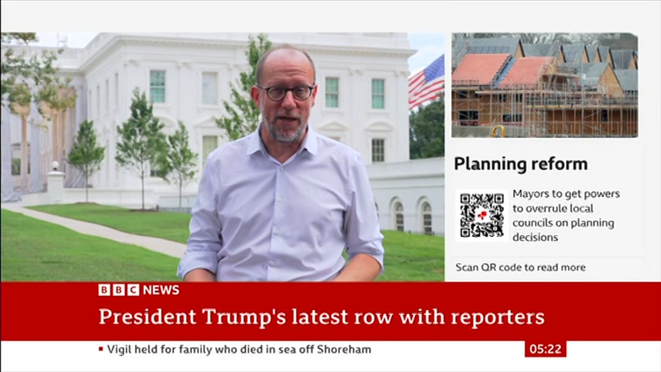 Broadcast still at 22m. BBC News, 23 August 2026.