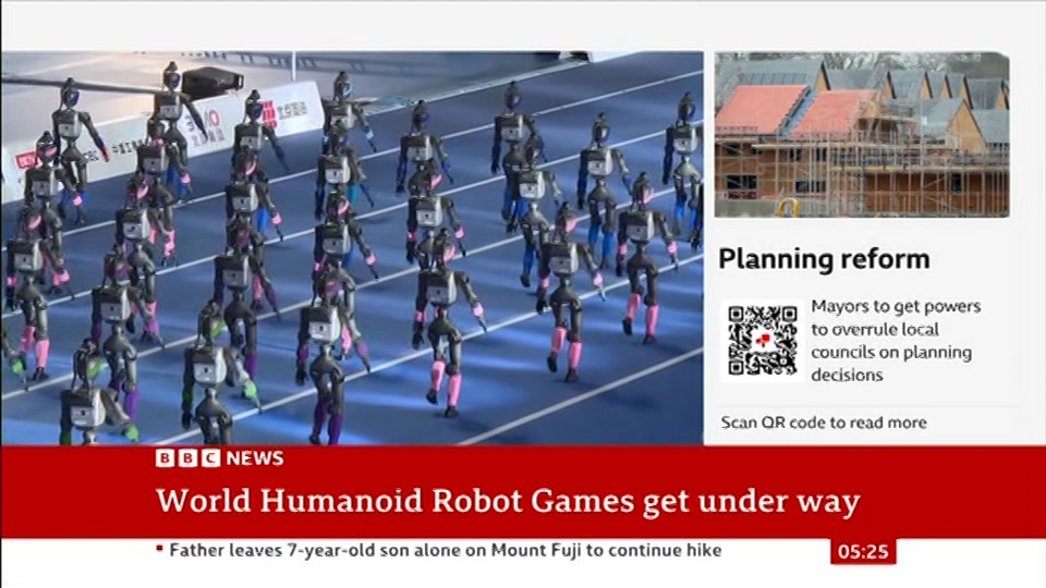 Broadcast still at 25m. BBC News, 23 August 2026.