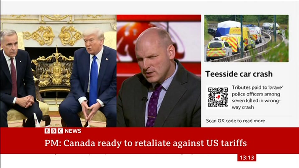 Broadcast still at 13m. BBC News, 23 August 2026.