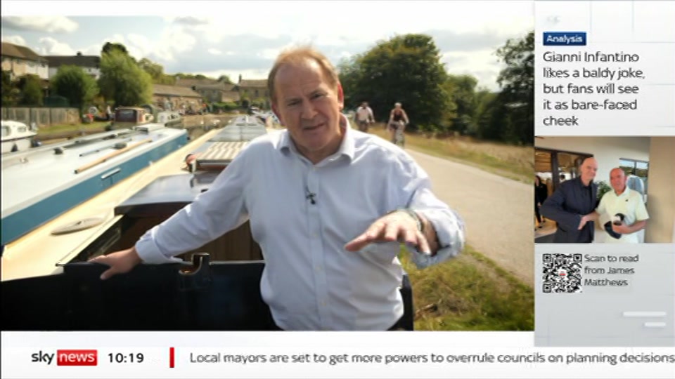 Broadcast still at 19m. Sky News, Sky News Today With Matt Barbet, 23 August 2026.