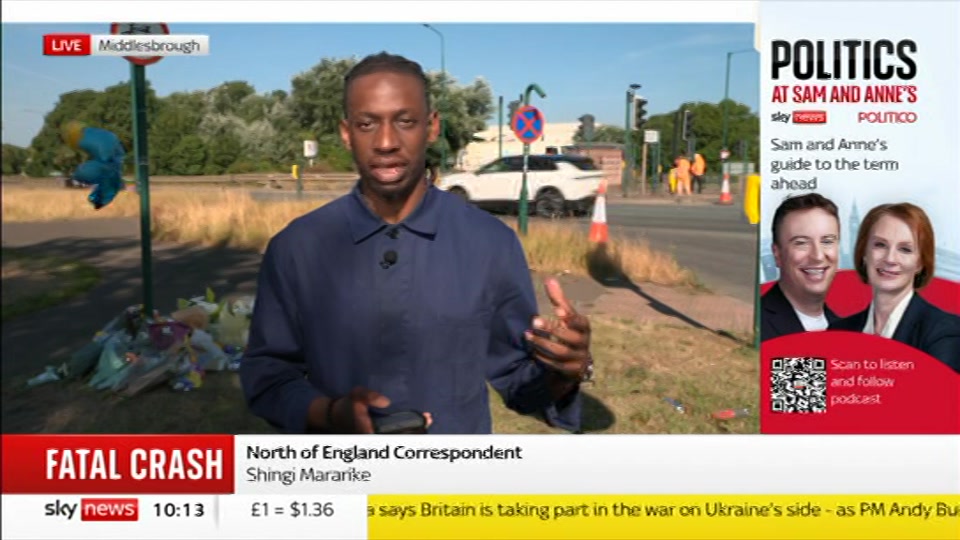 Broadcast still at 13m. Sky News, Sky News Today with Gareth Barlow, 24 August 2026.