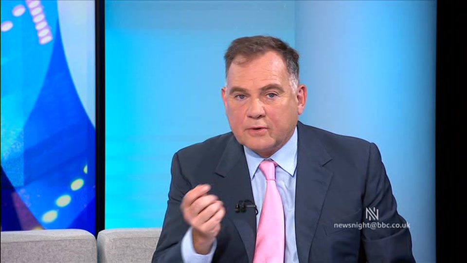 Broadcast still at 11m. BBC TWO, Newsnight, followed by Weather, 8 July 2026.