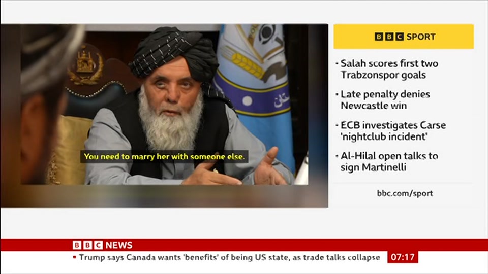 Broadcast still at 17m. BBC News, 24 August 2026.