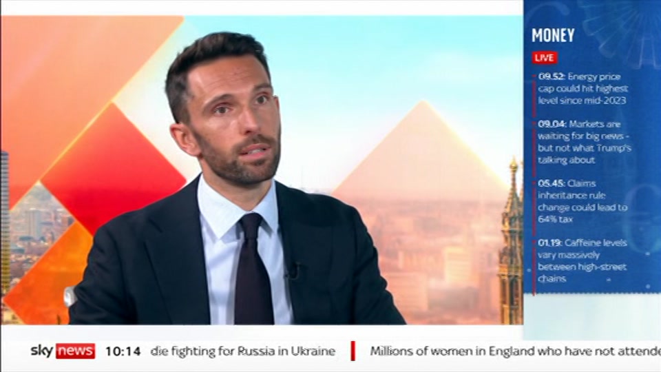 Broadcast still at 14m. Sky News, Sky News Today with Gareth Barlow, 25 August 2026.