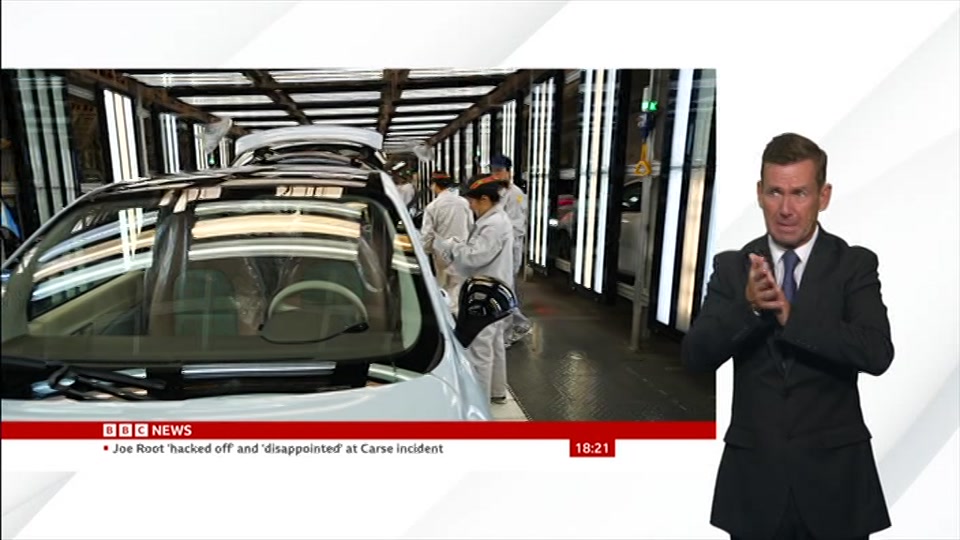 Broadcast still at 21m. BBC News, Signed: BBC News at Six, 25 August 2026.