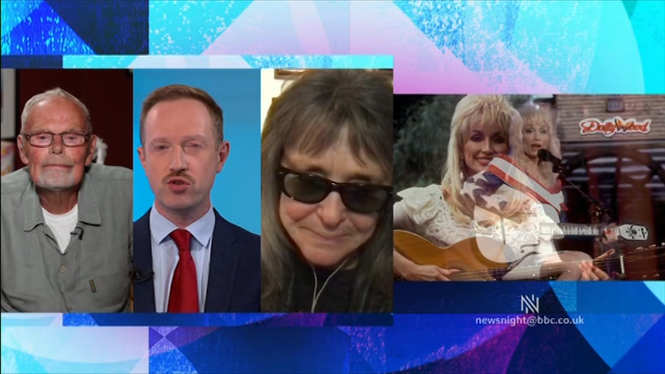 Broadcast still at 6m. BBC Two, Newsnight, followed by Weather, 25 August 2026.