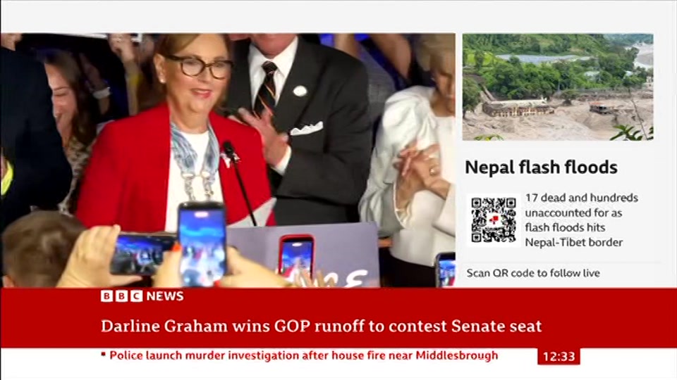 Broadcast still at 3m. BBC News, BBC News Now, 26 August 2026.