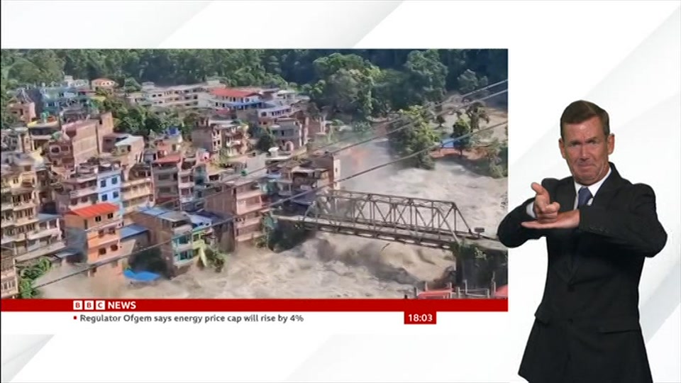 Broadcast still at 3m. BBC News, Signed: BBC News at Six, 26 August 2026.
