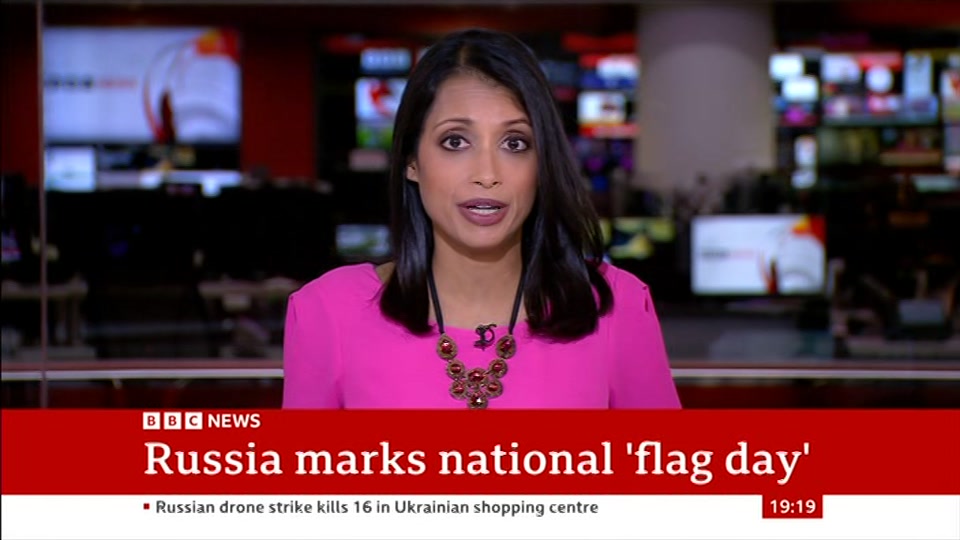Broadcast still at 19m. BBC News, 22 August 2026.