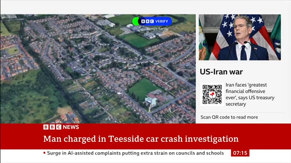 Broadcast still at 15m. BBC News, 25 August 2026.