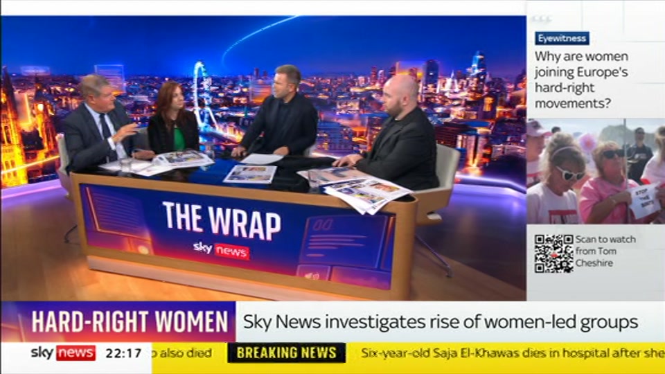 Broadcast still at 17m. Sky News, The Wrap With Gillian Joseph, 21 August 2026.