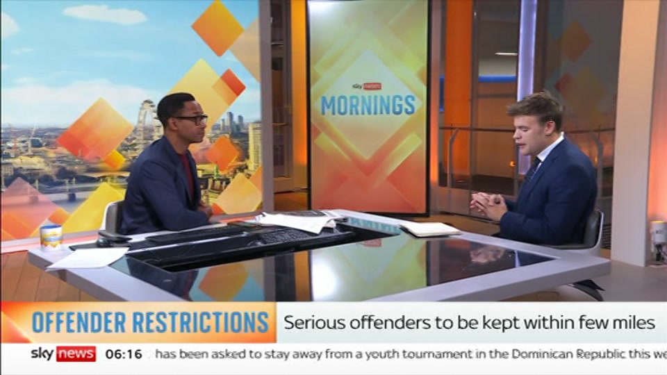 Broadcast still at 16m. Sky News, Mornings with Jones and Melbourne, 23 August 2026.