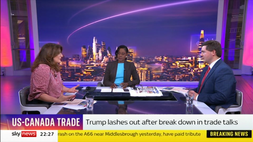 Broadcast still at 27m. Sky News, The Wrap With Gillian Joseph, 23 August 2026.