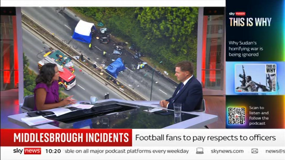 Broadcast still at 20m. Sky News, Sky News Today with Sam Washington, 29 August 2026.