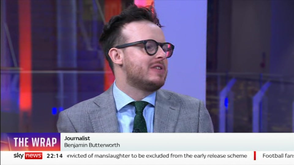 Broadcast still at 14m. Sky News, The Wrap With Gillian Joseph, 29 August 2026.