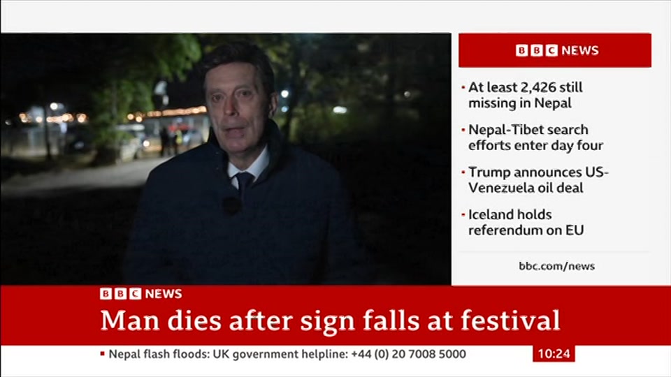 Broadcast still at 24m. BBC News, 29 August 2026.
