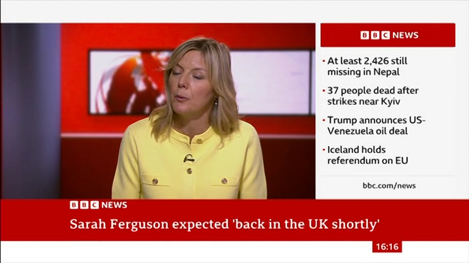 Still from BBC News at 16:00