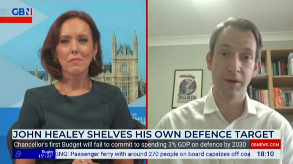 Broadcast still at 10m 30s. GB News, New: The Camilla Tominey Show..., 30 August 2026.