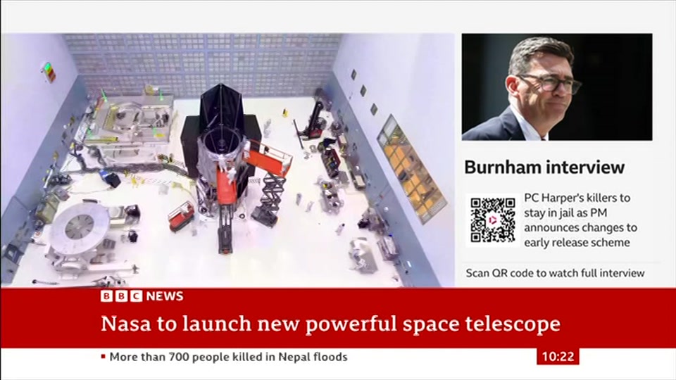 Broadcast still at 22m. BBC News, 30 August 2026.