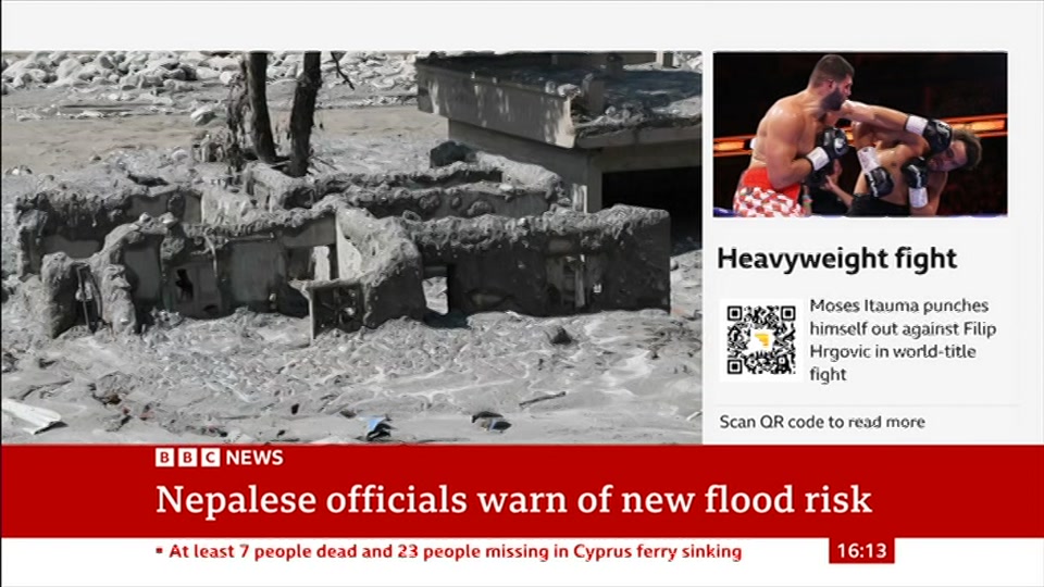 Broadcast still at 13m. BBC News, 30 August 2026.