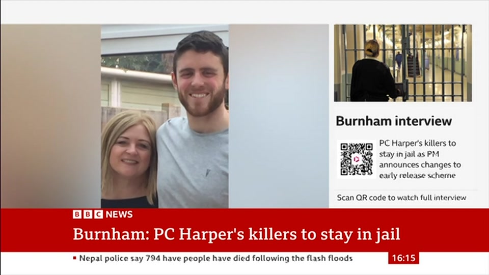 Broadcast still at 15m 30s. BBC News, 30 August 2026.