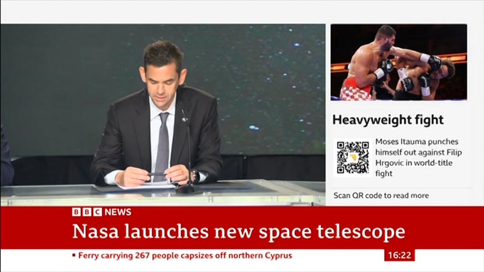 Broadcast still at 22m. BBC News, 30 August 2026.