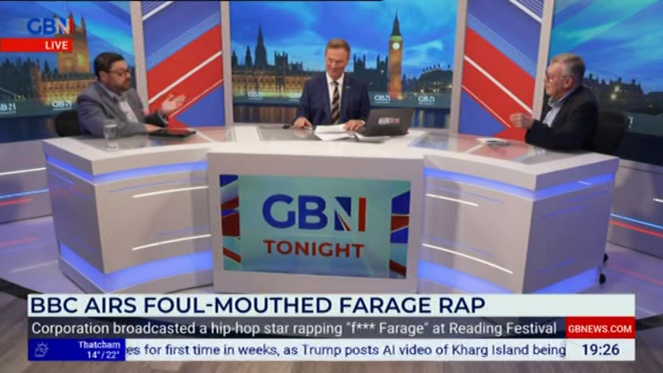 Broadcast still at 26m. GB News, New: GBN Tonight, 31 August 2026.