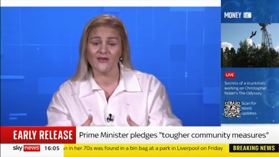 Broadcast still at 5m 30s. Sky News, Sky News Today with Jayne Secker, 31 August 2026.