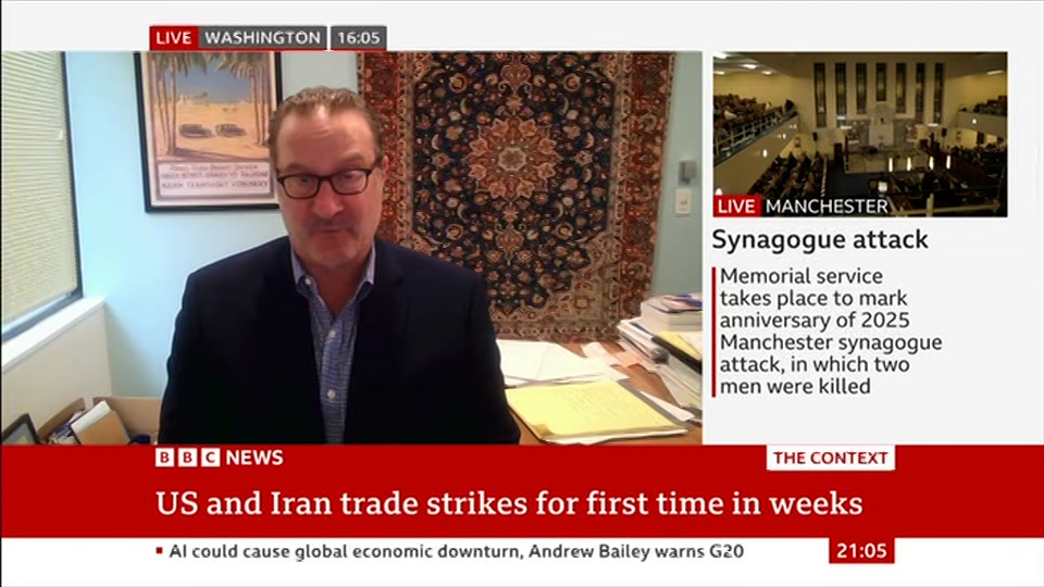 Broadcast still at 5m 30s. BBC News, The Context, 31 August 2026.