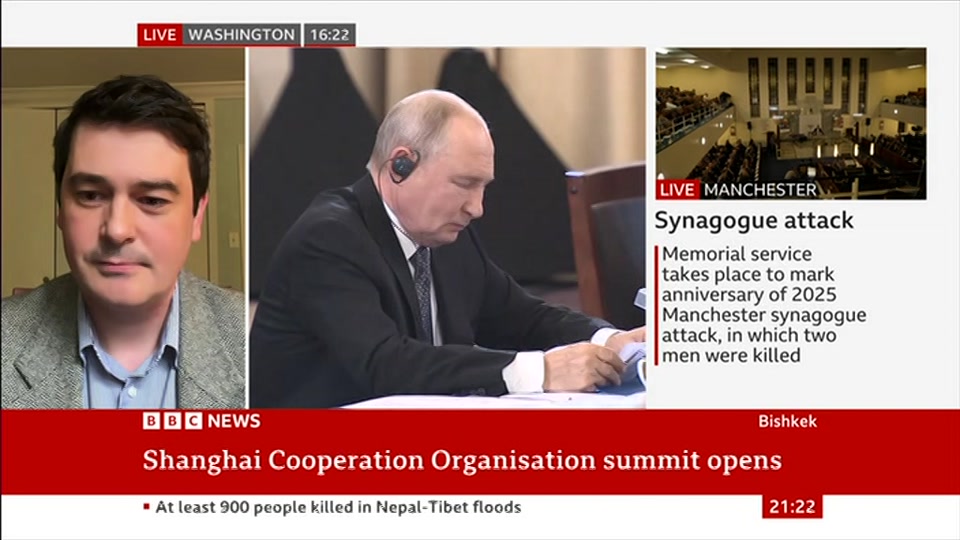 Broadcast still at 22m. BBC News, The Context, 31 August 2026.