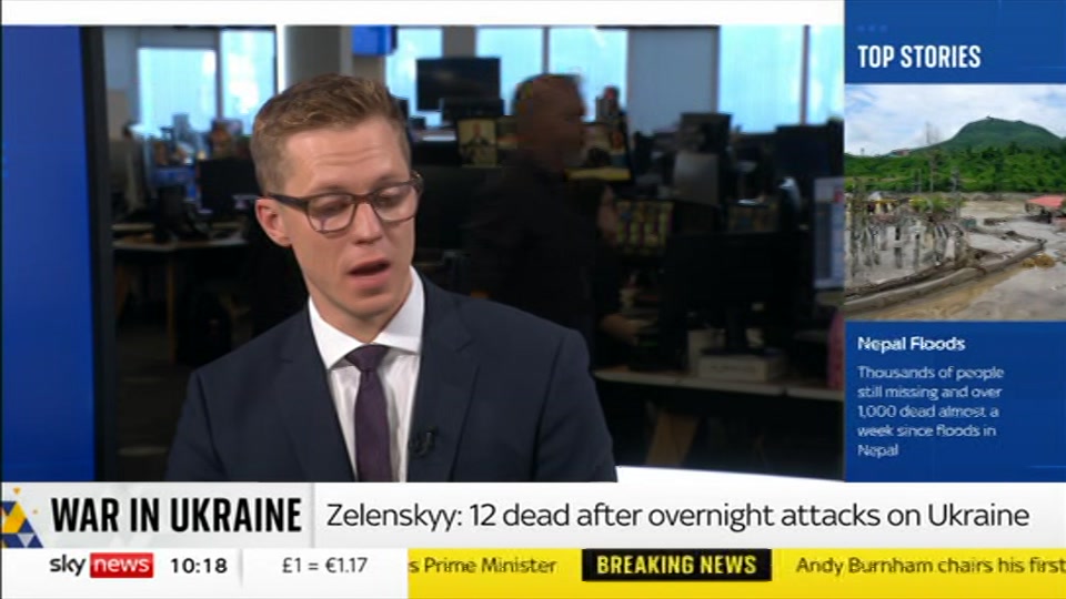Broadcast still at 18m. Sky News, Sky News Today with Gareth Barlow, 1 September 2026.