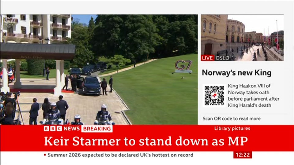 Broadcast still at 22m. BBC News, BBC News Now, 1 September 2026.