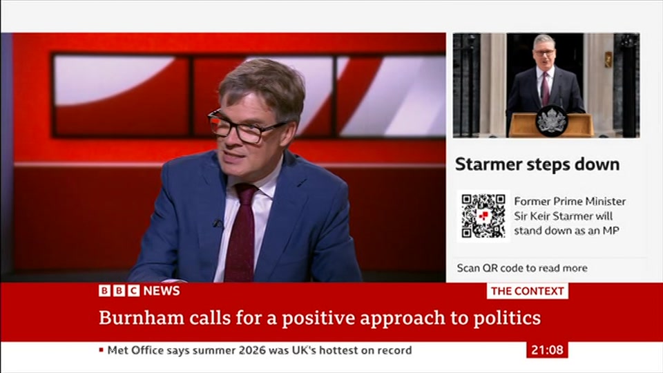 Broadcast still at 8m 30s. BBC News, The Context, 1 September 2026.