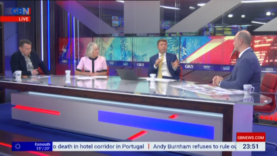 Broadcast still at 51m 30s. GB News, New: Patrick Christys Tonight Late..., 2 September 2026.