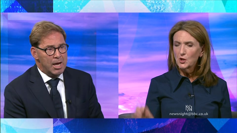 Broadcast still at 22m 30s. BBC Two, Newsnight, followed by Weather, 2 September 2026.