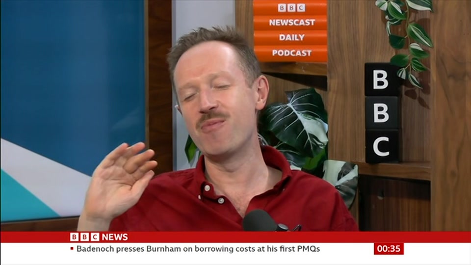 Broadcast still at 5m 30s. BBC News, Newscast, 2 September 2026.
