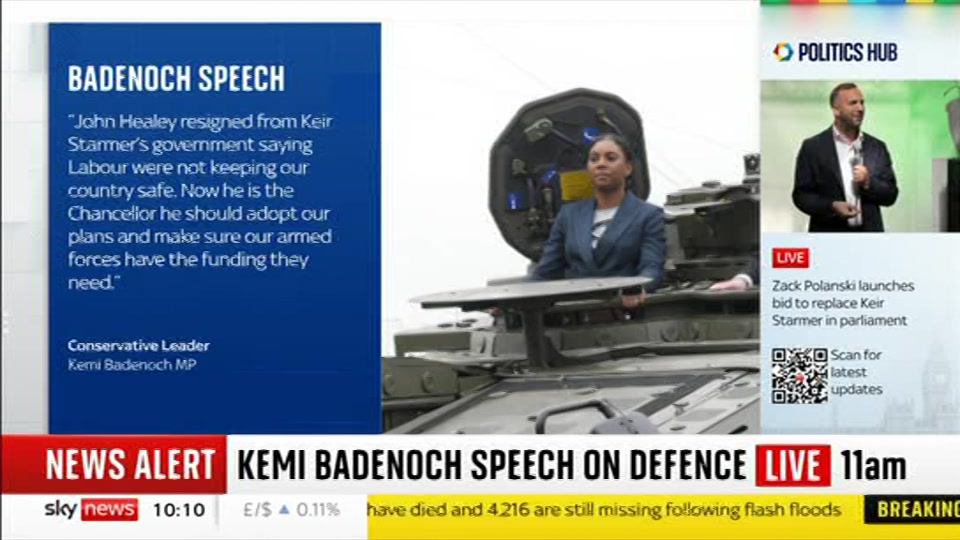 Broadcast still at 10m. Sky News, Sky News Today with Gareth Barlow, 3 September 2026.