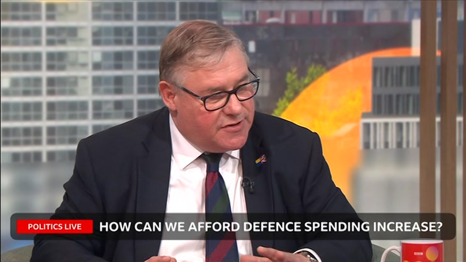Broadcast still at 10m. BBC Two, Politics Live, 3 September 2026.