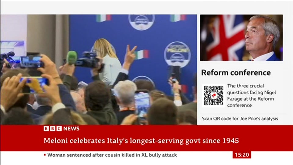 Broadcast still at 20m. BBC News, Verified Live, 4 September 2026.