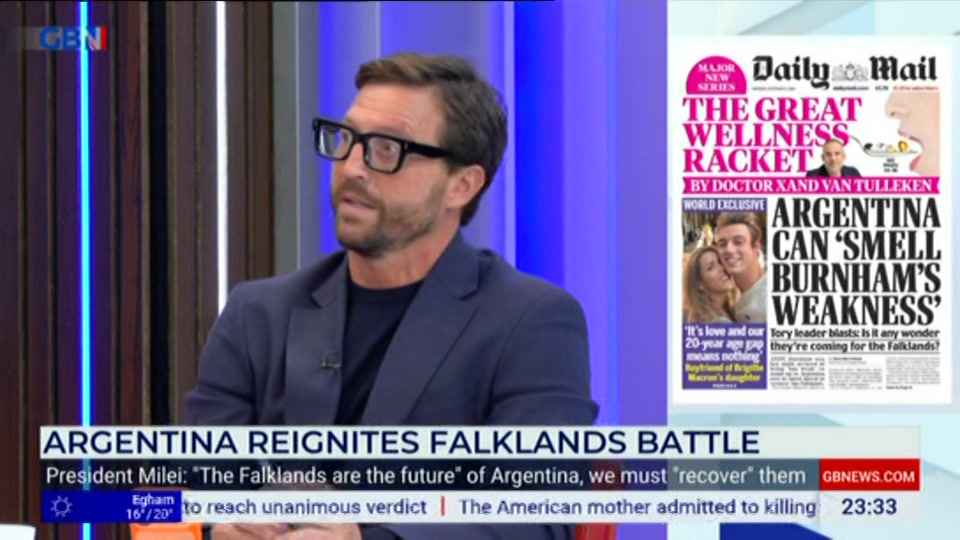 Broadcast still at 33m. GB News, New: Patrick Christys Tonight Late..., 4 September 2026.
