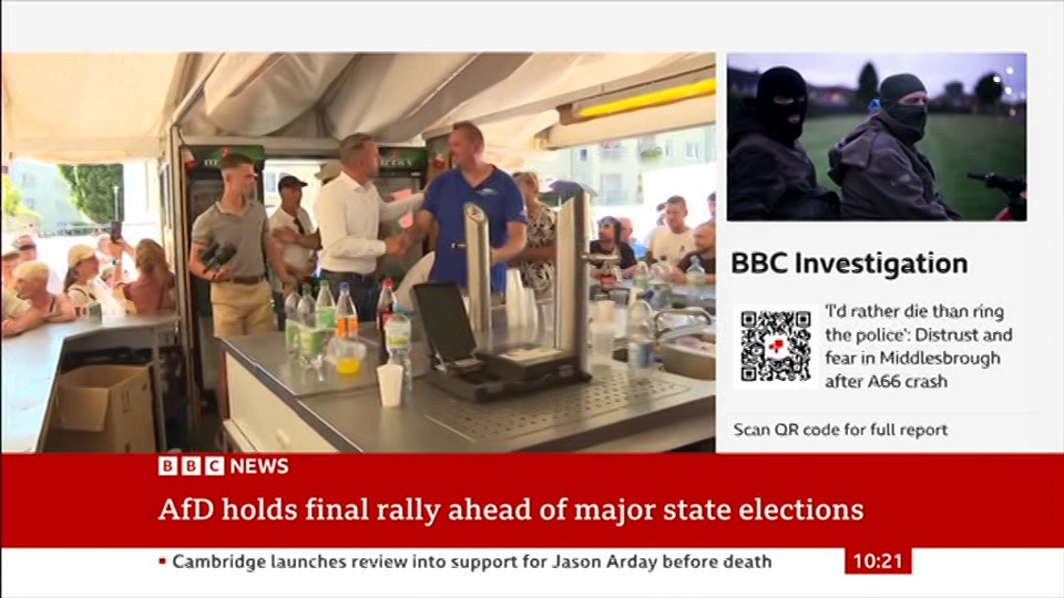 Still from BBC News at 21:30