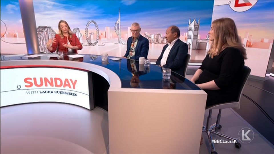Broadcast still at 38m 30s. BBC One, Sunday with Laura Kuenssberg, 6 September 2026.