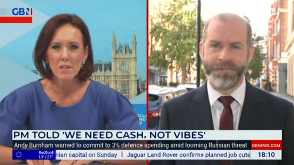 Broadcast still at 10m 30s. GB News, New: The Camilla Tominey Show..., 6 September 2026.