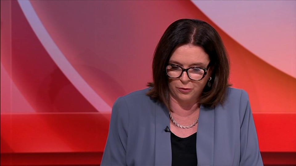 Broadcast still at 9m. BBC One, BBC News, 7 September 2026.