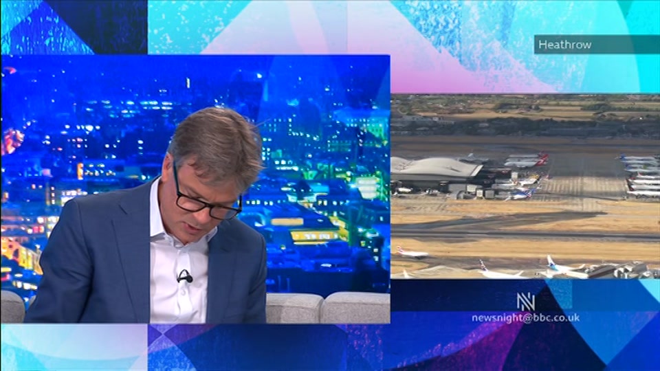 Broadcast still at 27m 30s. BBC Two, Newsnight, followed by Weather, 8 September 2026.