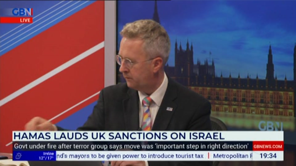 Broadcast still at 34m 30s. GB News, New: GBN Tonight, 10 September 2026.
