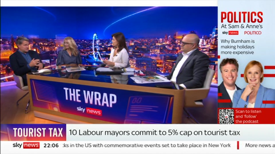 Broadcast still at 6m 30s. Sky News, The Wrap With Anna Botting, 10 September 2026.