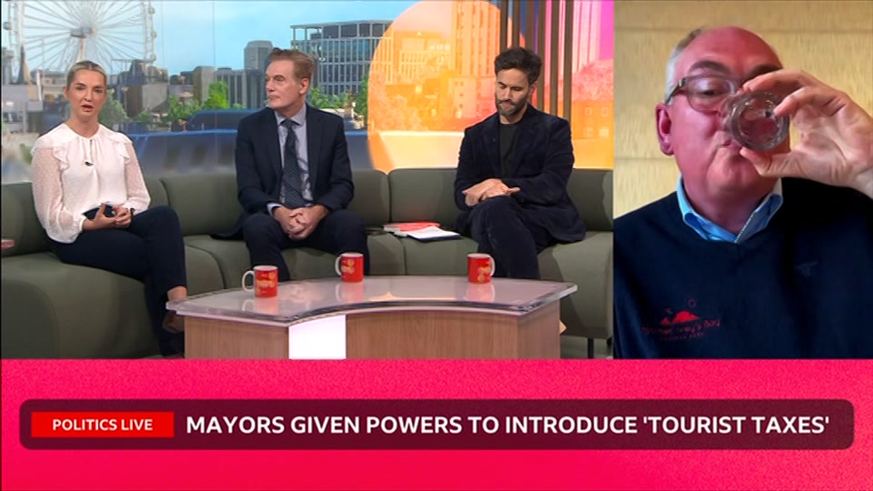 Broadcast still at 9m. BBC Two, Politics Live, 10 September 2026.