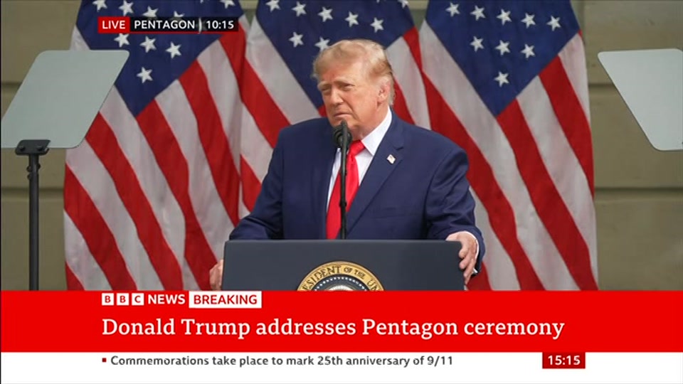 Broadcast still at 15m. BBC News, Verified Live, 11 September 2026.