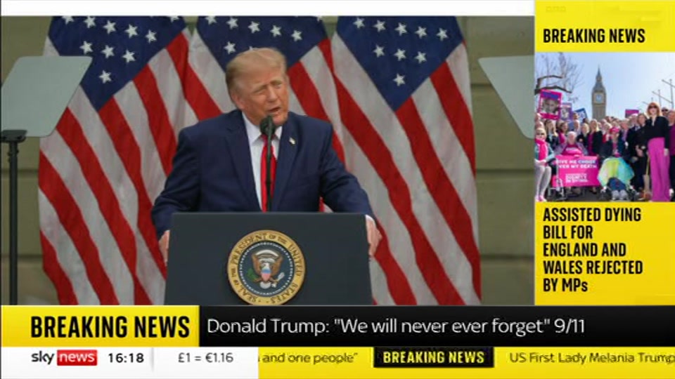 Broadcast still at 18m. Sky News, Sky News Today, 11 September 2026.